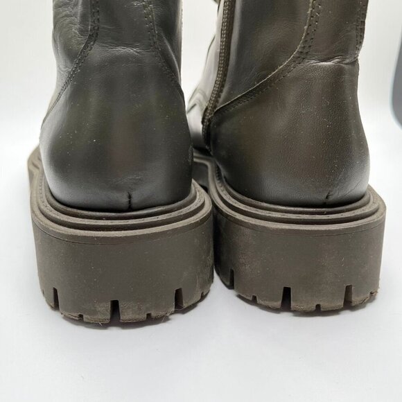 ZARA FAUX LEATHER LACE-UP FLAT ANKLE COMBAT BOOTS IN MUTED OLIVE GREEN - 39 (9) - Picture 9 of 11